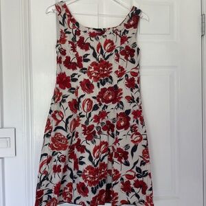 Jil Sander Red, White and Green/Blue  Floral Sun dress